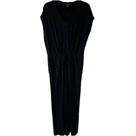 New Eileen Fisher Black Drawstring Short Sleeve Jumpsuit Medium - Picture 1 of 7